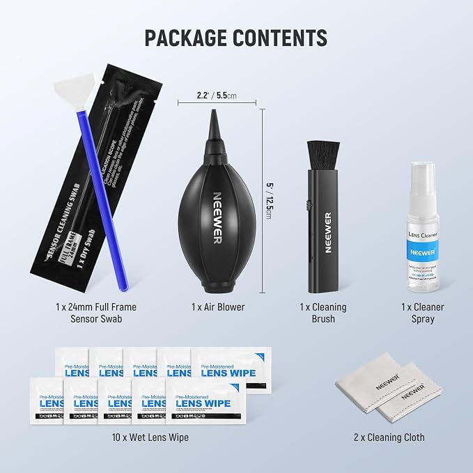 NEEWER 16 in 1 Camera Lens Cleaning Kit, Brush + Air Blower + Cleaning Swab - Image 8