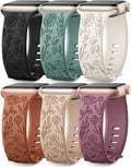 SNBLK 6 Pack Floral Engraved Bands Compatible by SNBLK