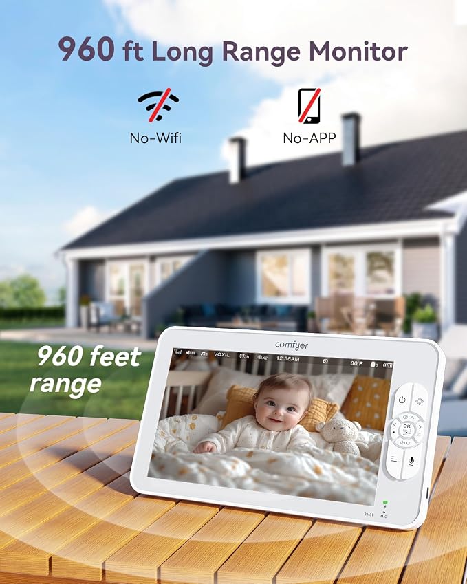 Comfyer Baby Monitor with Camera and Audio, 6000mAh Battery, VOX Mode, Auto - Image 4