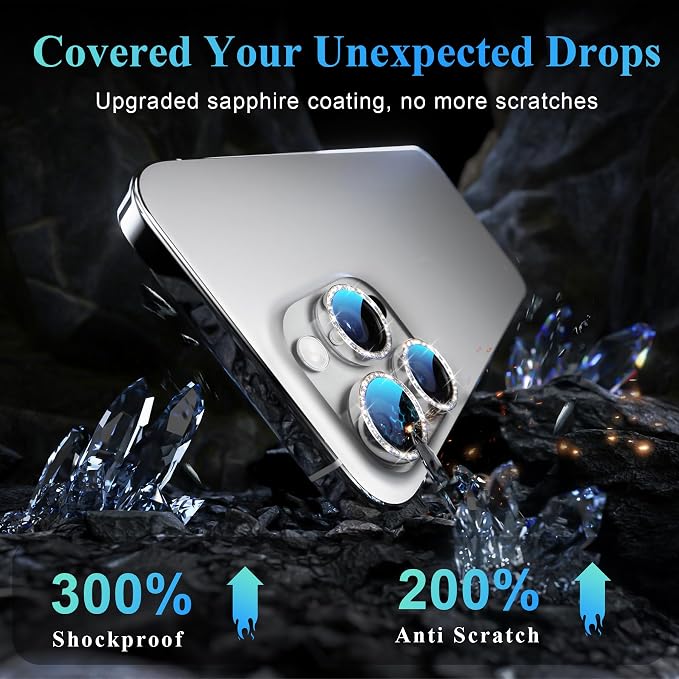 YWXTW Designed for iPhone 16 Pro/iPhone 16 Pro Max Camera Lens Protector Bling - Image 3