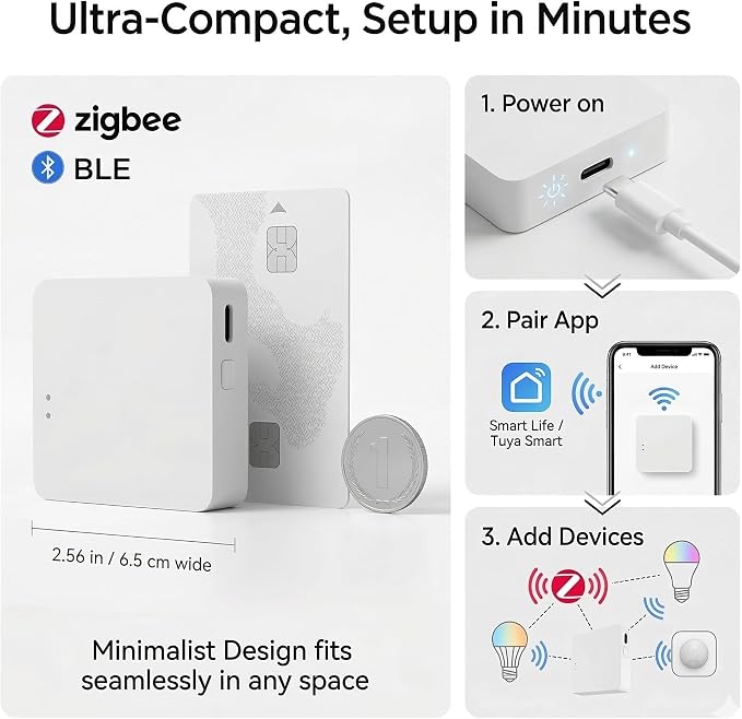 Smart Multi-Mode Gateway, Zigbee 3.0 & Bluetooth Mesh Hub, Tuya Smart Life App - Image 9