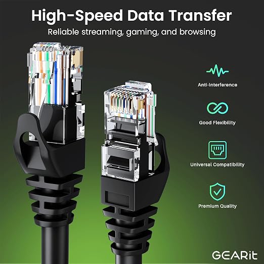 GEARit Cat 6 Ethernet Patch Cable 25 ft Black - Image 3
