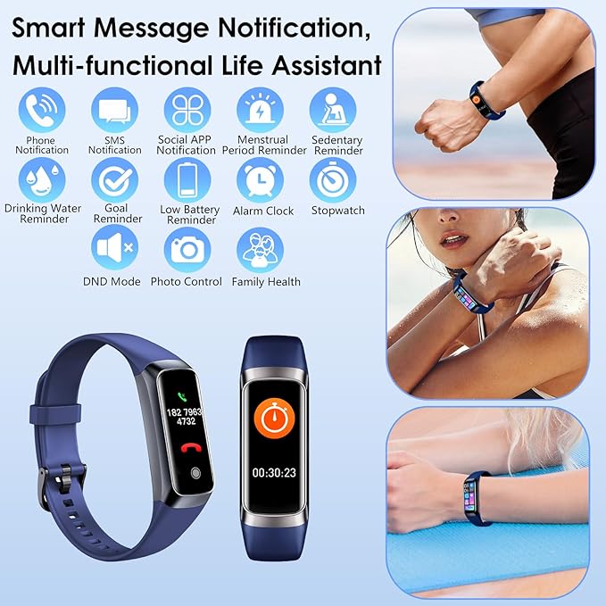 Fitness Tracker, 24/7 Heart Rate Blood Oxygen Blood Pressure Body Temp Monitor - Image 5