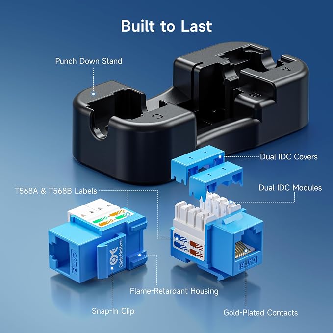 Cable Matters 25-Pack 10Gbps Cat6 Keystone Jacks, RJ45 Keystone Jack, Ethernet - Image 6