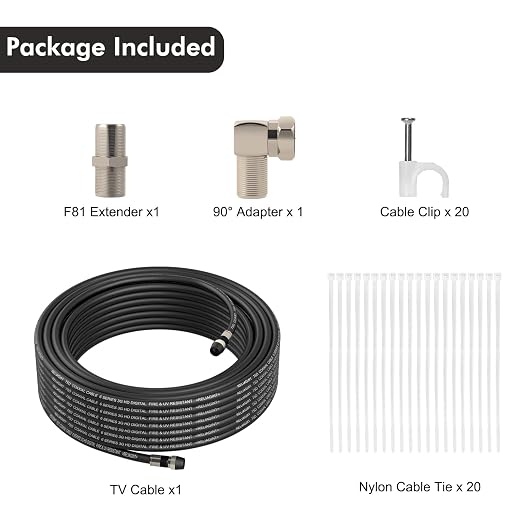 50ft RG6 Coaxial Cable, 75 Ohm TV Coax Cable - Image 2