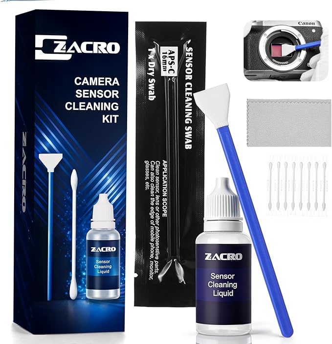 Zacro Camera Cleaning Kit 16mm APS-C Frame Sensor Cleaning Swab*8 + 20ml Sensor by ZACRO