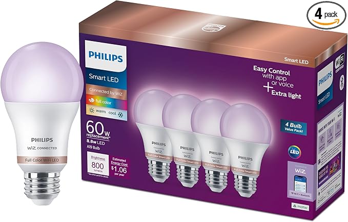 PHILIPS Smart Lighting Connected Light Bulbs, Color A19 60W 800LM E26 Indoor by PhilipsLightingLED