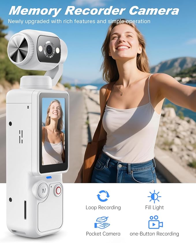 Portable Video Recorder with 180° Rotating Lens, Vlogging Camera, Pocket Body - Image 2