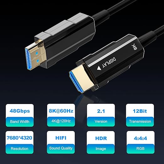 8K HDMI 2.1 Cable 75ft, Long Fiber Optic HDMI Cable, Ultra High Speed Thin HDMI - Image 2