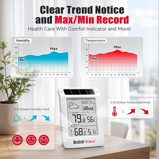 BaldrTherm Outdoor Indoor Thermometer Wireless Weather Station, Dual-Zone - Image 5