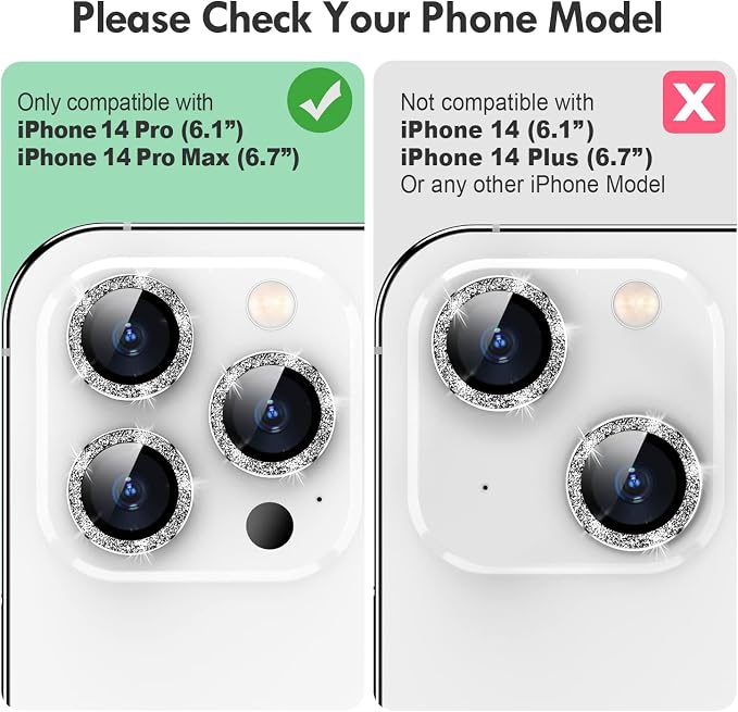 for iPhone 14 Pro/14 Pro Max Camera Lens Protector Bling, 9H Hardness - Image 2