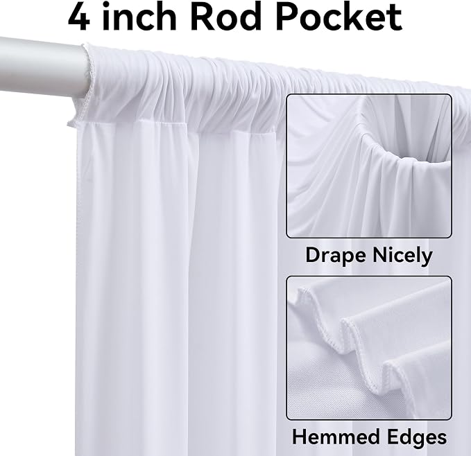 14ft x 10ft White Backdrop Curtains - Image 2