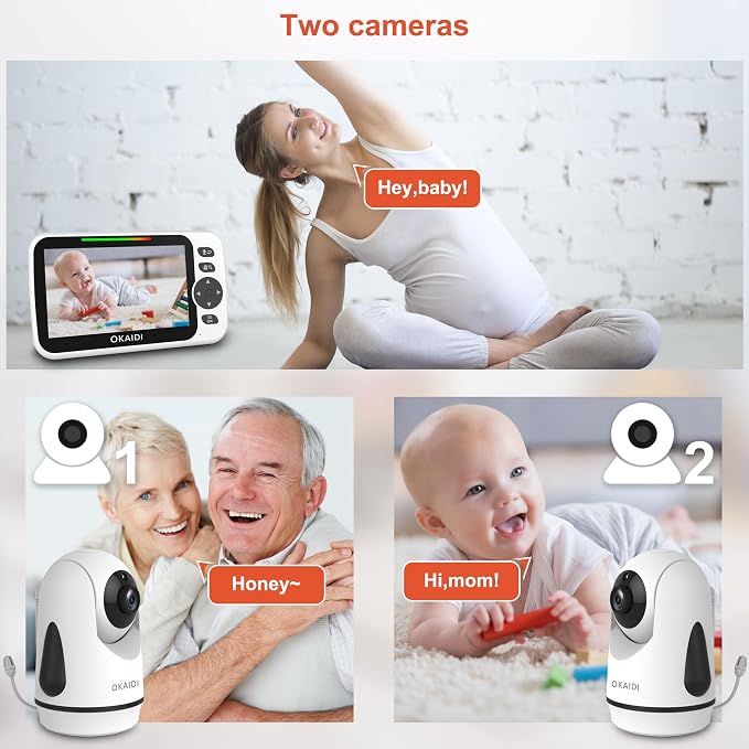 OKAIDI Video Baby Monitor with 2 Cameras, 30H Battery and 1000ft Range - Image 3