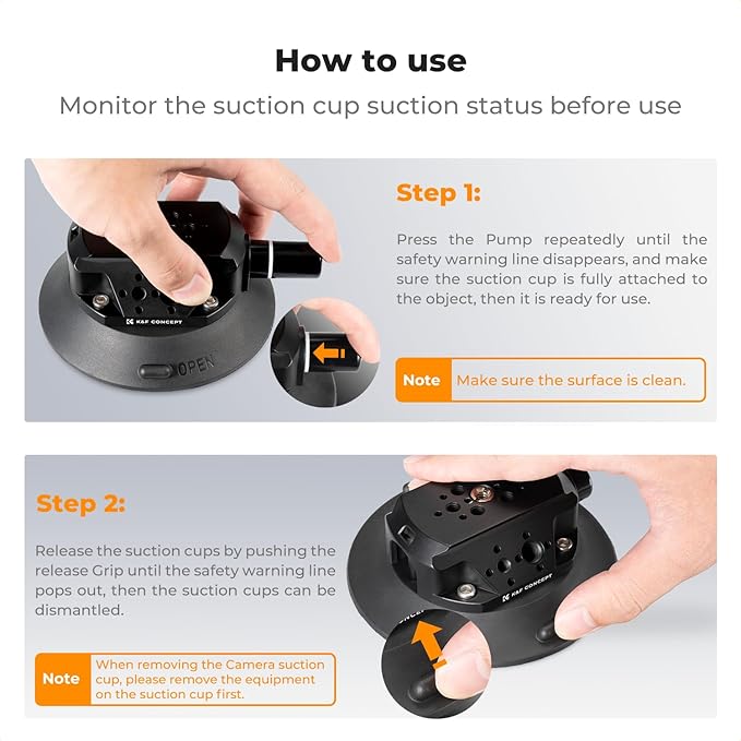 K&F CONCEPT 4.5" Suction Cup Camera Mount - Image 7