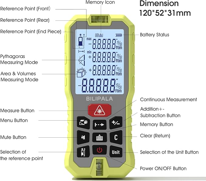 Laser Measure, 165ft Digital Laser Distance Meter - Image 7