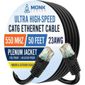 MONK CABLES | CAT6 Ethernet Cable | Plenum Rated | UTP, 550MHz | DSX-8000 by MONKCABLES