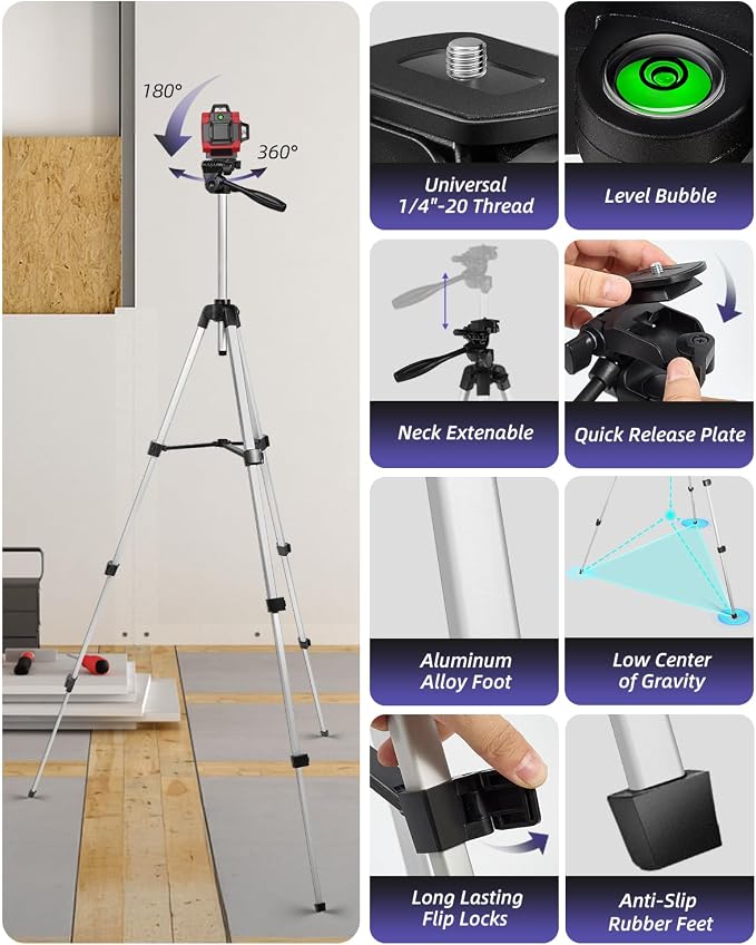55 inch Aluminum Laser Level Tripod - Image 8