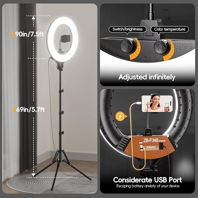 EMART 18-inch Ring Light with Stand, 2800-6500K LED Photography Lighting Kit - Image 6