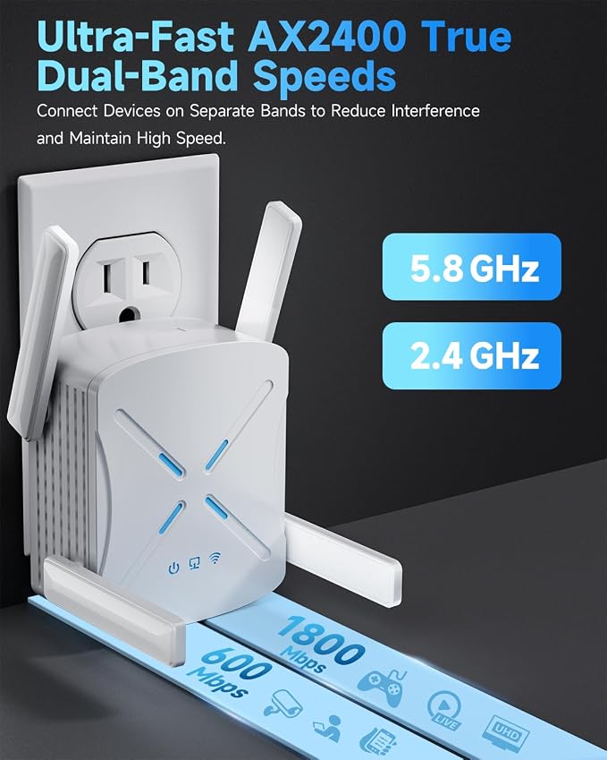 2026 WiFi Extender, New Gen Wi-Fi 6 Signal Booster Range up to 18, 888 sq.ft - Image 6