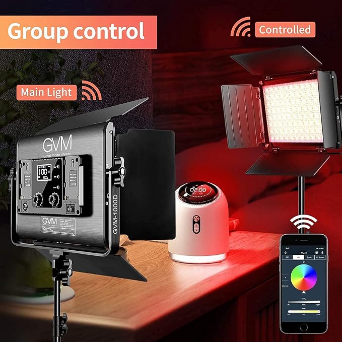 GVM RGB LED Video Light with Bluetooth Control, 360° Full Color 1000D PRO Video - Image 3