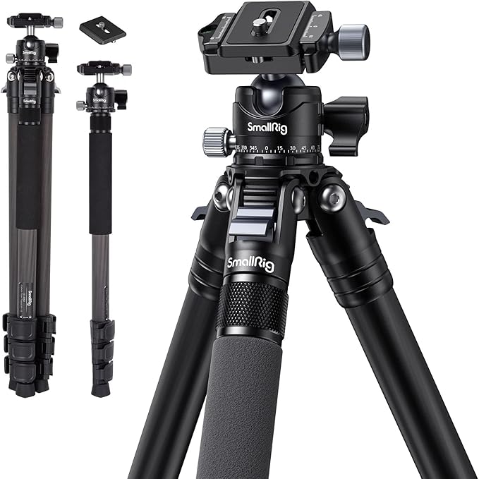 SmallRig AP-10 Carbon Fiber Tripod, 52.4" Lightweight Compact Camera Tripod by SmallRig