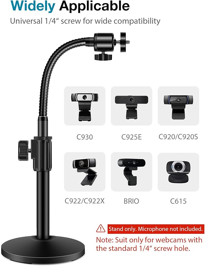 InnoGear Webcam Stand for Desk, Camera Stand Mount Gooseneck Arm for Logitech - Image 2