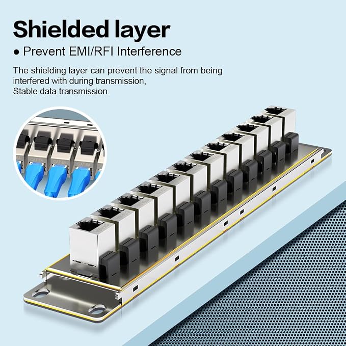 12 Port Patch Panel CAT6a Patch Panel Wall Mount 10 Inch Bracket Included - Image 6