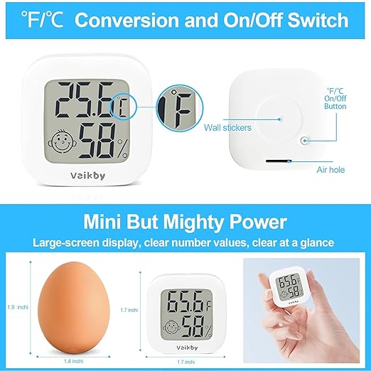Vaikby Indoor Thermometer 2Pack, Humidity Gauge Meter Digital Hygrometer Room - Image 6