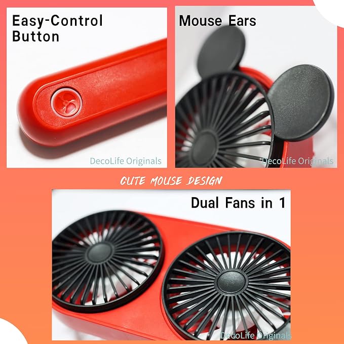 Cute Personal Mini Fan, Handheld & Portable USB Rechargeable Fan, 3 Adjustable - Image 2