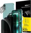 NEW'C 3x Privacy for iPhone 16 Plus Screen Protector+ 3x Camera Lens Protector by NEWC