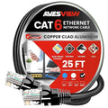 CAT 6 Ethernet Cable 25 FT, Indoor High-Speed 10Gbps Snagless CAT6 25FT by AvesView