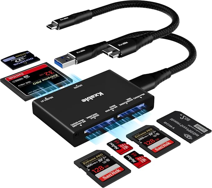 SD Card Reader 7 in 1, Kxable USB 3.0 Memory Card Reader/Writer 5Gbps, by Kxable