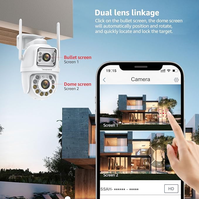 BOAVISION 2Pack 2.4G/5G WiFi Outdoor Security Camera, Dual Lens Wireless PTZ - Image 3