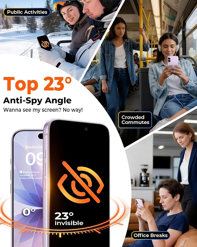 MRGLAS TOP 9H+ Glass 2+2 Packs for iPhone 17 Privacy Screen Protector - Image 2