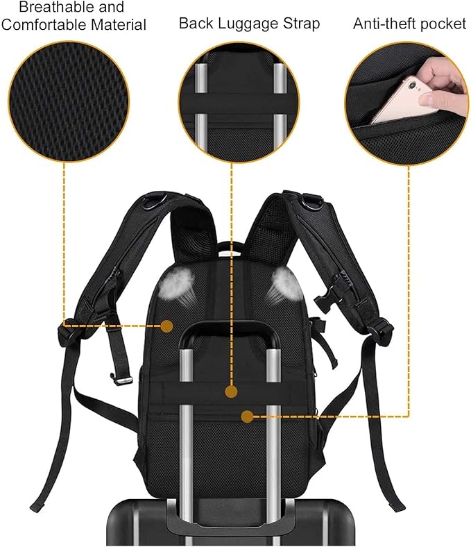 MOSISO Camera Backpack, DSLR/SLR/Mirrorless Photography Camera Bag Full Open - Image 8