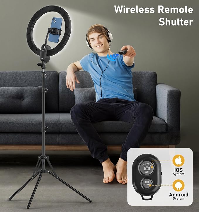 12 inch Ring Light with Stand 2800mAh Rechargeable, LED Circle Selfie Cordless - Image 5