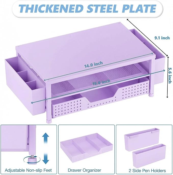 OPNICE Desk Organizers and Accessories, 2-Tier Computer Monitor Stand Riser - Image 3