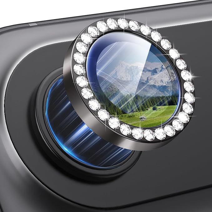 for iPhone 17 Air Camera Lens Protector Bling, Individual Diamond Metal Ring by Xfilm