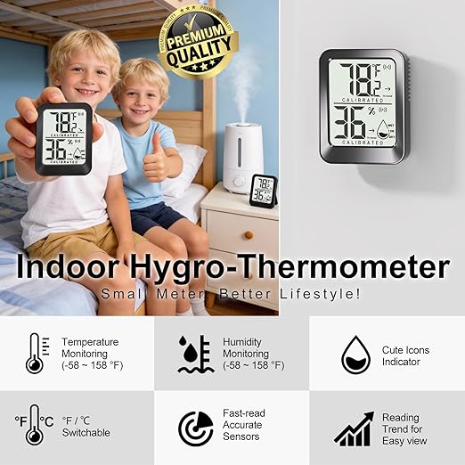 Antonki 4 Pack Mini Room Thermometer Hygrometer Indoor Temperaure and Humidity - Image 2
