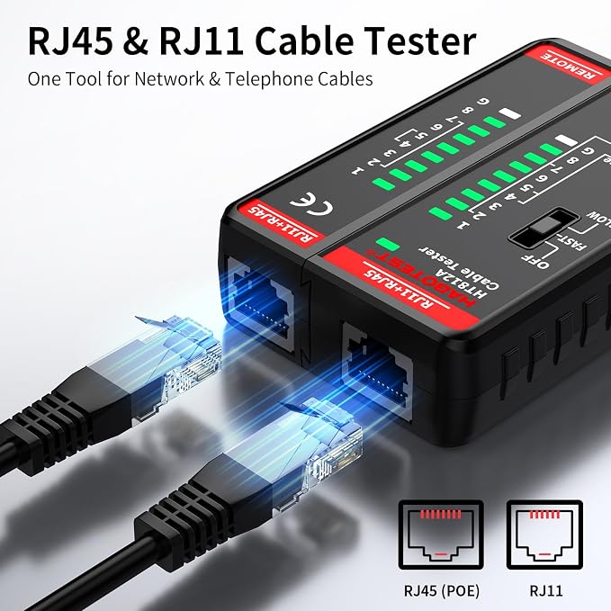 Network Ethernet Cable Tester for RJ11 RJ45 CAT5 CAT5E CAT6 CAT6A CAT7 - Image 2