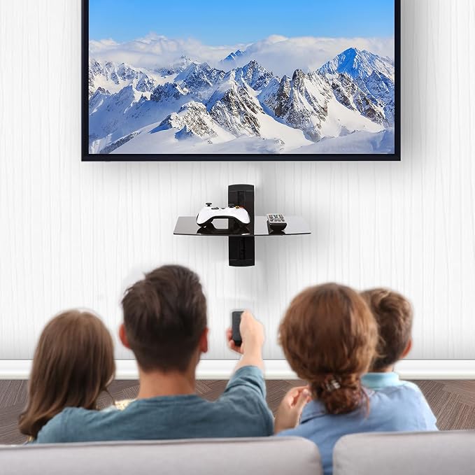 WALI Floating TV Shelf, 1 Tier Glass Projector Shelf - Image 2