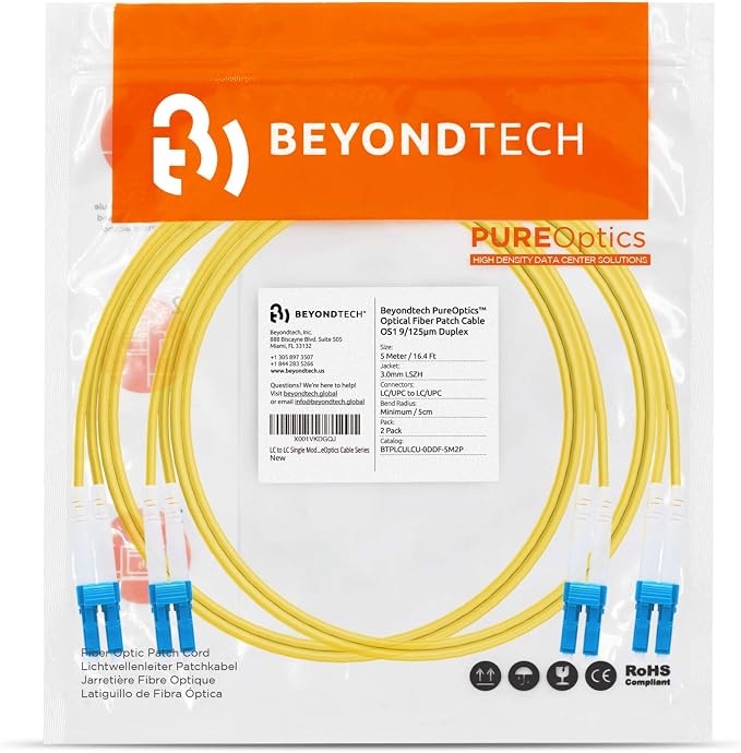BEYONDTECH 5m LC to LC Fiber Patch Cable – UPC Single-Mode Duplex Fiber Optic - Image 7