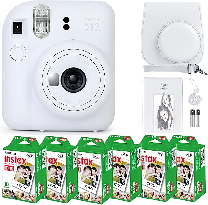 Fujifilm Instax Mini 12 Instant Camera Clay White and Fuji Film Value Pack by FUJIFILM