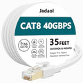 Jadaol Cat 8 Ethernet Cable 35 ft, 40Gbps 2000MHz Flat RJ45 S/FTP LAN Patch by Jadaol