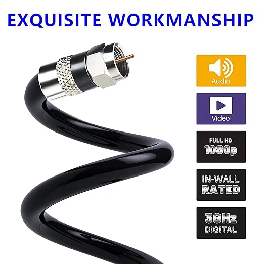 Elecan 12 Ft/2 Pack RG6 Coaxial Coax Cable Connectors Set, Quad Shielded - Image 4