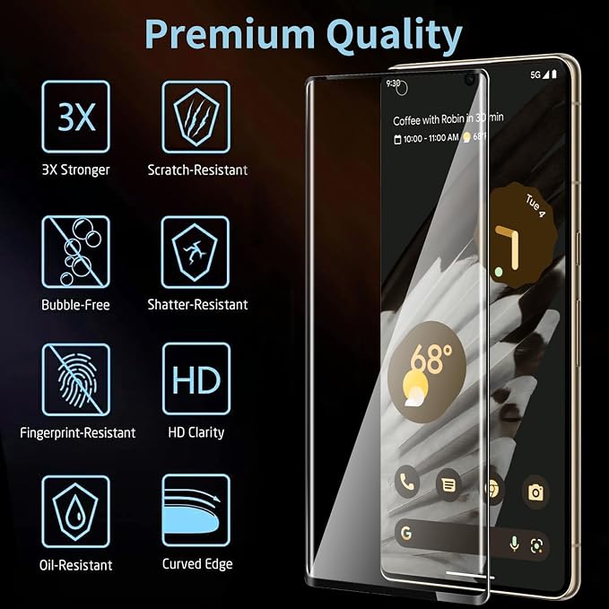 for Google Pixel 7 Pro Screen Protector, 9H Tempered Glass, Ultrasonic - Image 2