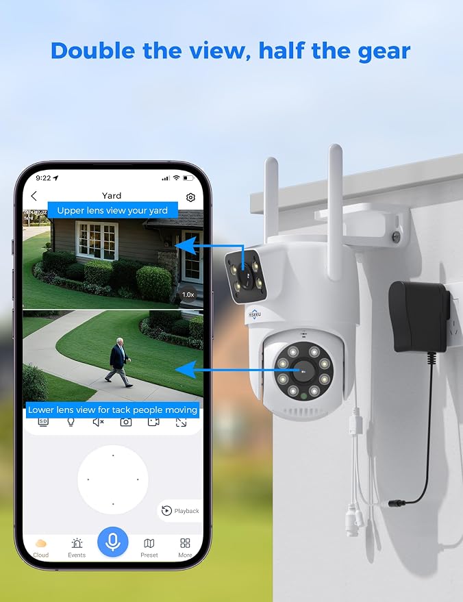 Hiseeu Wireless Security Camera, 5G/2.4G WiFi, Dual Lens View, Pan-Tilt- Zoom - Image 4
