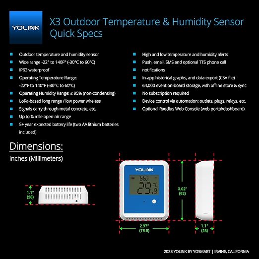 YoLink X3 Outdoor Temperature and Humidity Sensor - Image 3