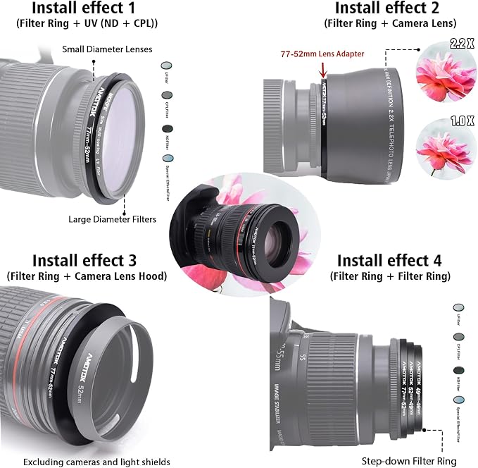 77mm Lens to 52mm Camera Lens Adapter, 77mm to 52mm Filter Step-Down Ring - Image 6