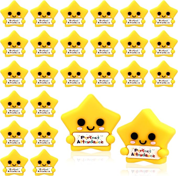 Skylety 50 Pcs Perfect Attendance Resin Star, Perfect Attendance Awards by Skylety